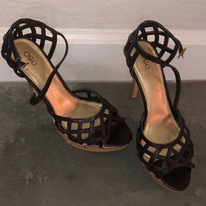 Cato Cork Bottom Black Strapy Heels SZ: 8.5